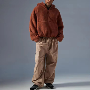 Felpe Invernali da Uomo Personalizzate in Pile Sherpa con Mezza Zip Giacca <span class=keywords><strong>Teddy</strong></span> Sherpa da Uomo con Zip a Un Quarto Felpe con Cappuccio da Uomo - Product Image 4