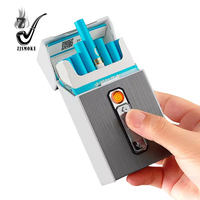 Boîte à cigarettes en métal multifonctionnelle portable, capacité de 20 pièces, étui à cigarettes étanche avec briquet rechargeable par USB