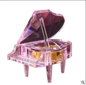 New Customized 2024 Crystal Glass Piano Fashion Music Box Sky City Music Box Ornament Girl Couple Gift