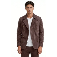 Manteau Peacoat en daim à double boutonnage pour homme, couleur unie, veste décontractée pour homme, Sehe Fashion