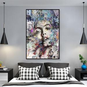 Tableau mural abstrait sur toile : <span class=keywords><strong>Portrait</strong></span> féminin, Art moderne, <span class=keywords><strong>Peinture</strong></span> de femme, Style graffiti coloré, Impression de figure pour décoration de salon - Product Image 5