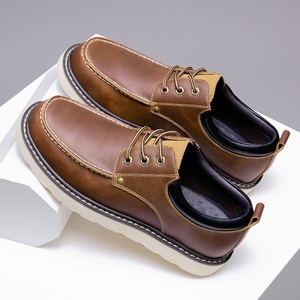 Chaussures de marche élégantes et classiques pour hommes Dreamy Stark en cuir véritable à lacets, à talon bas, respirantes, avec semelle intermédiaire en caoutchouc, grandes tailles - Product Image 1