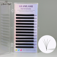 Extensions de cils en éventail à floraison automatique automatique avec logo personnalisé Faux cils faciles à faire pour votre marque