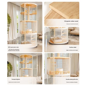Villa pour chat en bois massif de luxe, robuste, toutes saisons, avec vue panoramique, grand nid d'intérieur, vente en gros directe usine Chine - Product Image 5