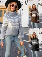 Meilleure vente pull en tricot chaud à col haut à la mode pull en laine de coton pour femme