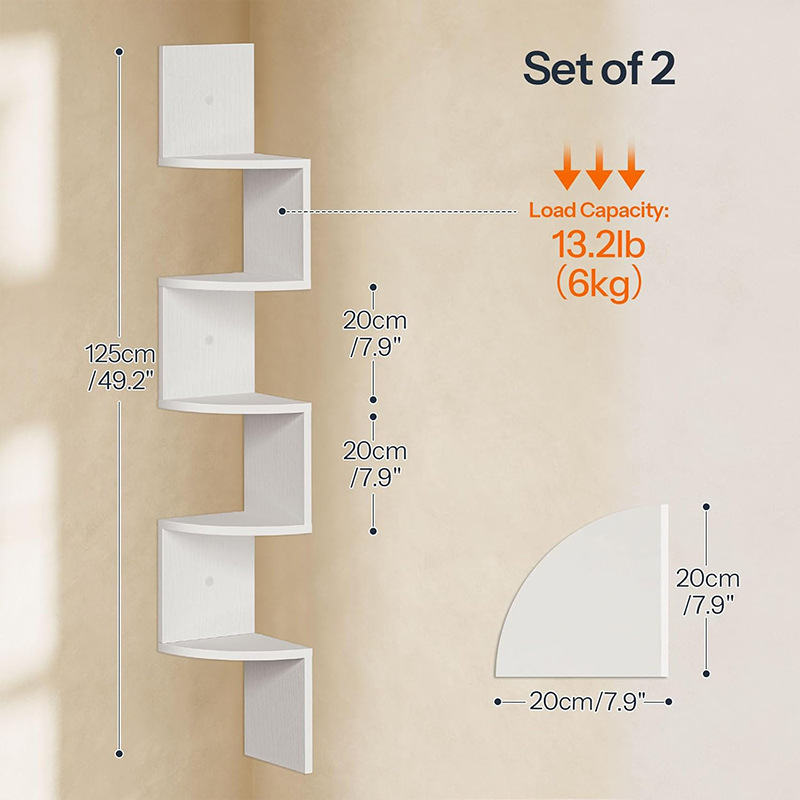 [Type B, Unlimited] Type B White 5-Tier Corner Shelf