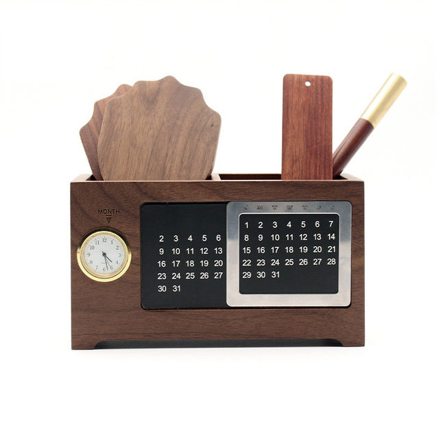 Wood Perpetual Calendar & Pen Holder 2-in-1 - Pen Holder