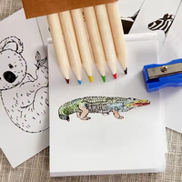 Mini crayon de couleur promotionnel en bois tendre fabricant de crayons de couleur 3.5 "Mini crayon de couleur emballage en papier kraft pour enfants