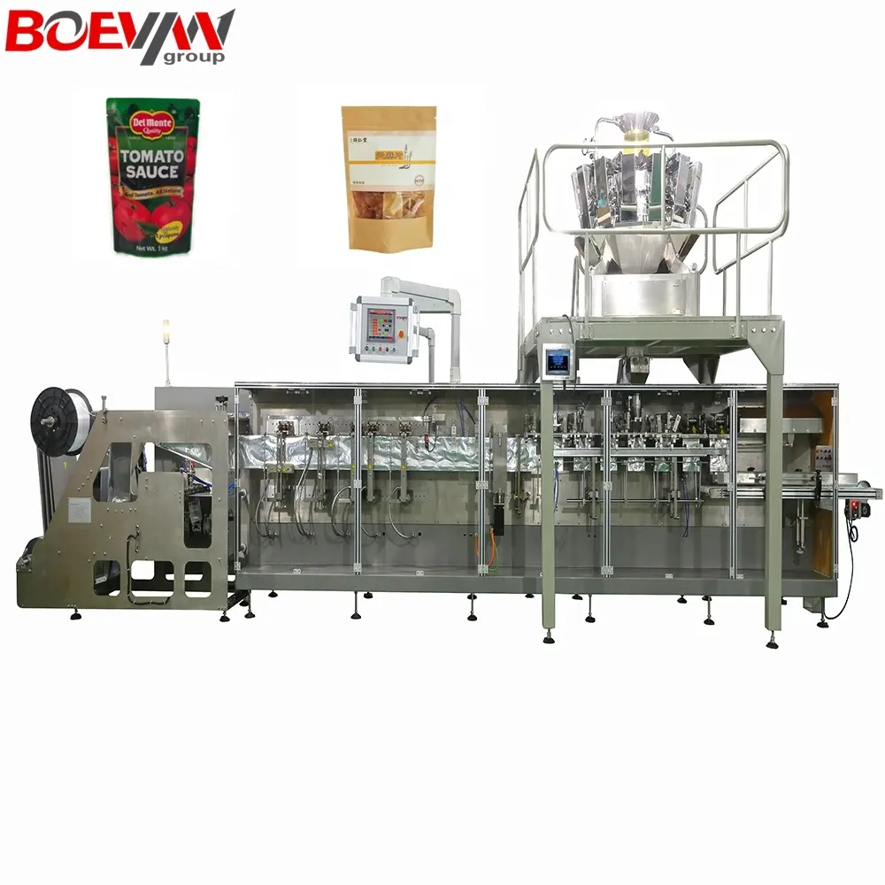 Full Automatic hffs Dry Powder Doypack Auger Filler Packing Machine Protein Milk Powder Coffee Cocoa Powder