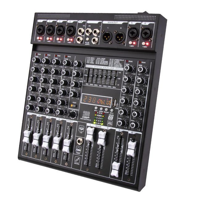 Professional 8-Channel Analog Mixer with 256DSP AUX Sound Card USB MP3 Equalizer Metal Audio Console