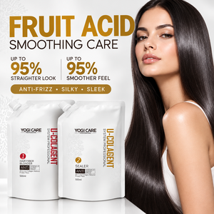 YOGI CARE 500ml*2 Kit de Traitement Capillaire Lissant aux Acides de Fruits Anti-Frisottis Crème Capillaire Lissante pour Femmes - Product Image 1