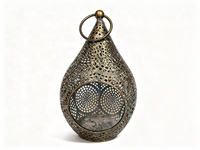 Lanterne en métal en forme de larme avec chaîne de suspension, porte-bougie creux vintage pour la décoration de la maison, du jardin et des mariages