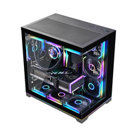 LY Best Glass Pc case Personnalisé Rainbow Fans Micro ATX Verre trempé Spcc Computer Gaming Pc case