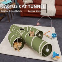 Ownpets Tunnel pour chat Cactus 10 pouces avec trous de surveillance en tissu Oxford pour chats de grande taille d'intérieur Vert