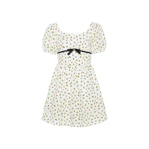 Nhà Sản Xuất Nhà Cung Cấp Tùy Chỉnh Quần Áo Phụ Nữ Thanh Lịch Của Dresses Puff Tay Áo Một Dòng Hoa Voan Dễ Thương Mùa Hè Dresses Đối Với Phụ Nữ