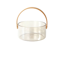 Panier en verre multifonctionnel écologique classique de 2500 ml avec poignée pour salade de fruits, idéal pour le service et l'emballage cadeau (vente en gros)