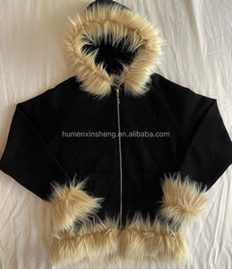 Fabricantes de ropa Unisex Hombres Heavyweight Boxy Cropped French Terry Faux <span class=keywords><strong>Fur</strong></span> con capucha desmontable Zip up Hoodie - Product Image 3