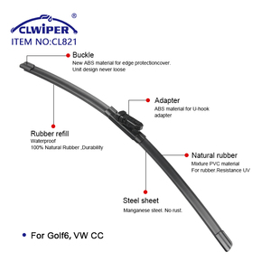 Spazzola tergicristallo auto esclusiva in gomma naturale adatta per <span class=keywords><strong>Golf</strong></span> <span class=keywords><strong>6</strong></span> VW CC con guida a sinistra parabrezza per la pulizia dei <span class=keywords><strong>tergicristalli</strong></span> piatti - Product Image 3