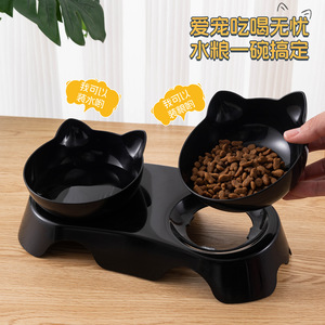 Station d'alimentation surélevée à double bol avec oreilles de chat pour chats et chiens, ensemble de bols pour nourriture et eau - Product Image 3