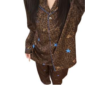 Wholesale High Quality Autumn/Winter Breathable Thermal Quick Dry Woven Cotton Pajamas Women Long Sleeve <b>Trousers</b> Printed Home - Product Image 1
