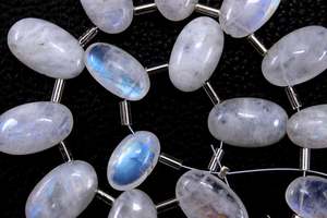 ลูกปัด Briolette อัญมณีสีฟ้ารูปวงรีเรียบลายรุ้งธรรมชาติ1เส้น - Product Image 2