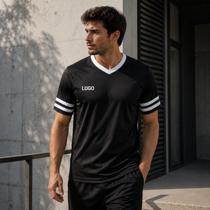 เสื้อฟุตบอลแฟนคลับแบบกำหนดเองสำหรับผู้ชาย เสื้อทีมวาร์ซิตี้ คอวี ชุดกีฬา รับผลิตแบบ OEM ODM แบรนด์ส่วนตัว - Product Image 2