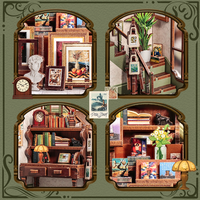 CuteBee Promotion Kit de maison miniature DIY CWGC214, Nook de lecture en bois, Puzzle 3D en bois, Kit d'artisanat DIY, Kit Nook de lecture DIY