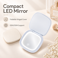 Miroir cosmétique de salon à double face avec éclairage LED, interrupteur tactile, miroir de table pliable pour le maquillage, comptoir de beauté, magasin de détail, utilisation en voyage