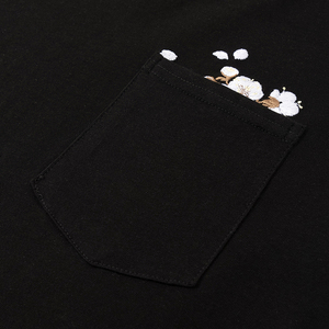 T-shirt surdimensionné noir brodé de fleurs, 100% coton, unisexe, manches courtes, col rond, style japonais, logo personnalisé - Product Image 3