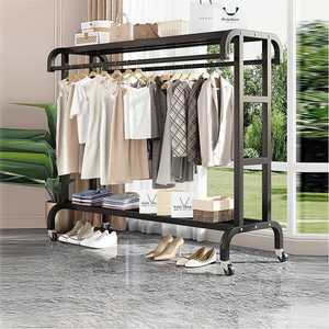 Porte-vêtements robuste à double tringle, <span class=keywords><strong>support</strong></span> de présentation en métal, organisateur de placard, étagère <span class=keywords><strong>pour</strong></span> chambre et salon - Product Image 1