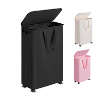 Panier à linge pliable en bambou avec poignées pour les espaces étroits