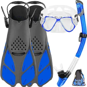 Adults Professional Tempered Glass Diving Goggles Water Sports PVC Scuba Mask Snorkel Set Oem Dive Free Swimming Fins