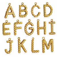 Pendentifs en acier inoxydable lettres torsadées, breloques alphabet 3D initiales A-Z, plaqué or 18 carats sous vide, composants pour la création de bijoux personnalisés