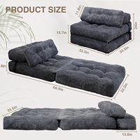 Canapé-lit pliant en velours côtelé, chaise-lit pliable avec oreiller, mousse de soutien haute densité pour appartements, dortoirs