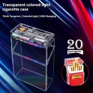 Caja <span class=keywords><strong>de</strong></span> cigarrillos <span class=keywords><strong>de</strong></span> plástico con encendedor recargable transparente-Diseño integrado resistente a los olores y listo para viajar (soporte OEM) - Product Image 5