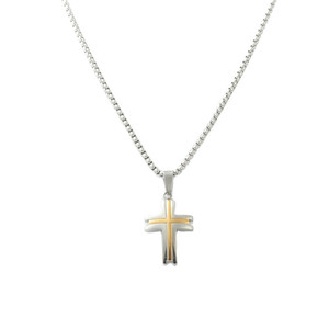 Stainless Steel <b>Cross</b> Pendant Necklace Men's Geometric Design Punk Style 120105 - Product Image 3