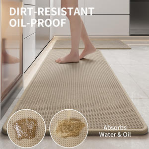 Tapete de Cocina Antideslizante, Resistente al Aceite y al Agua, Rectangular, Absorbente, con Base de Espuma Tipo Waffle, Color Beige, Estilo 2025 - Product Image 3