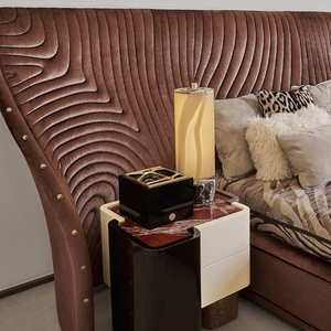 इतालवी माइनीज लाइट लक्जरी कपड़े व्यापक-स्क्रीन डबल बिस्तर रचनात्मक विला मास्टर बेडरूम उच्च अंत डिजाइन शादी बिस्तर - Product Image 5