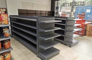 Estante de Exhibición de Metal y Madera Ligero en Oferta para Tiendas de Abarrotes y Supermercados, Estantes de Pared - Product Image 5