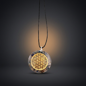Rozrin <b>Crystals</b> Circle Orgonite Pendant With Life Inlay Feng Shui Design - Product Image 2