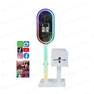 Wholesale Party Supplies Fotomation Selfie Photobooth Machine Kiosk Oval Magic Mirror Wedding Photo Mirror Booth For Sale Events