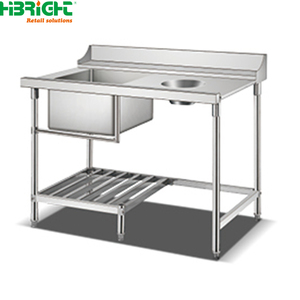 Muebles de Cocina Comerciales Highbright, Mesa de Acero Inoxidable 210 304 con Fregadero Doble para Lavar Platos - Product Image 6