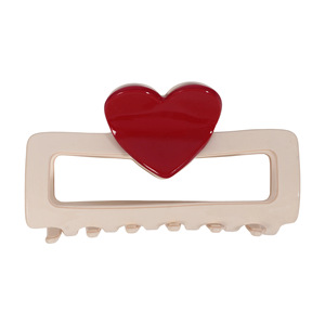 Pince à cheveux carrée blanche creuse, barrette à cheveux 3D en forme de cœur bordeaux, pince à cheveux cœur d'amour pour femme - Product Image 5