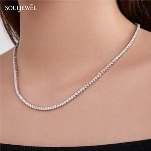 Collar <span class=keywords><strong>de</strong></span> Tenis Souljewel con Moissanita, Color D, VVS, Plata <span class=keywords><strong>de</strong></span> Ley S925, Cadena <span class=keywords><strong>de</strong></span> Diamantes, Joyería <span class=keywords><strong>de</strong></span> Lujo para Mujeres y Hombres - Product Image 5