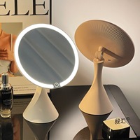 Miroir cosmétique LED de bureau pour femmes, utilisation domestique, lumière d'appoint intelligente, miroir de table portable, petit miroir pliable avec grossissement 3X/5X