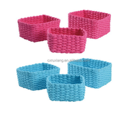 Lot de 3 paniers de rangement en rotin naturel faits à la main, tissés en paille souple, rectangulaires, pour l'organisation de bureau, boîtes décoratives en corde de papier, décoration intérieure