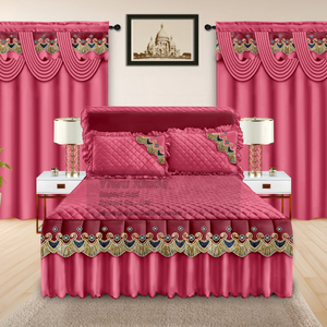 Thiết Kế Mới Đến 5 Mảnh Vua Kích Thước Bedskirt Set Với Valance Rèm Cửa Và Tấm Trải Giường Khách Sạn Sang Trọng Nhà Phòng Ngủ Trang Trí Nội Thất - Product Image 6