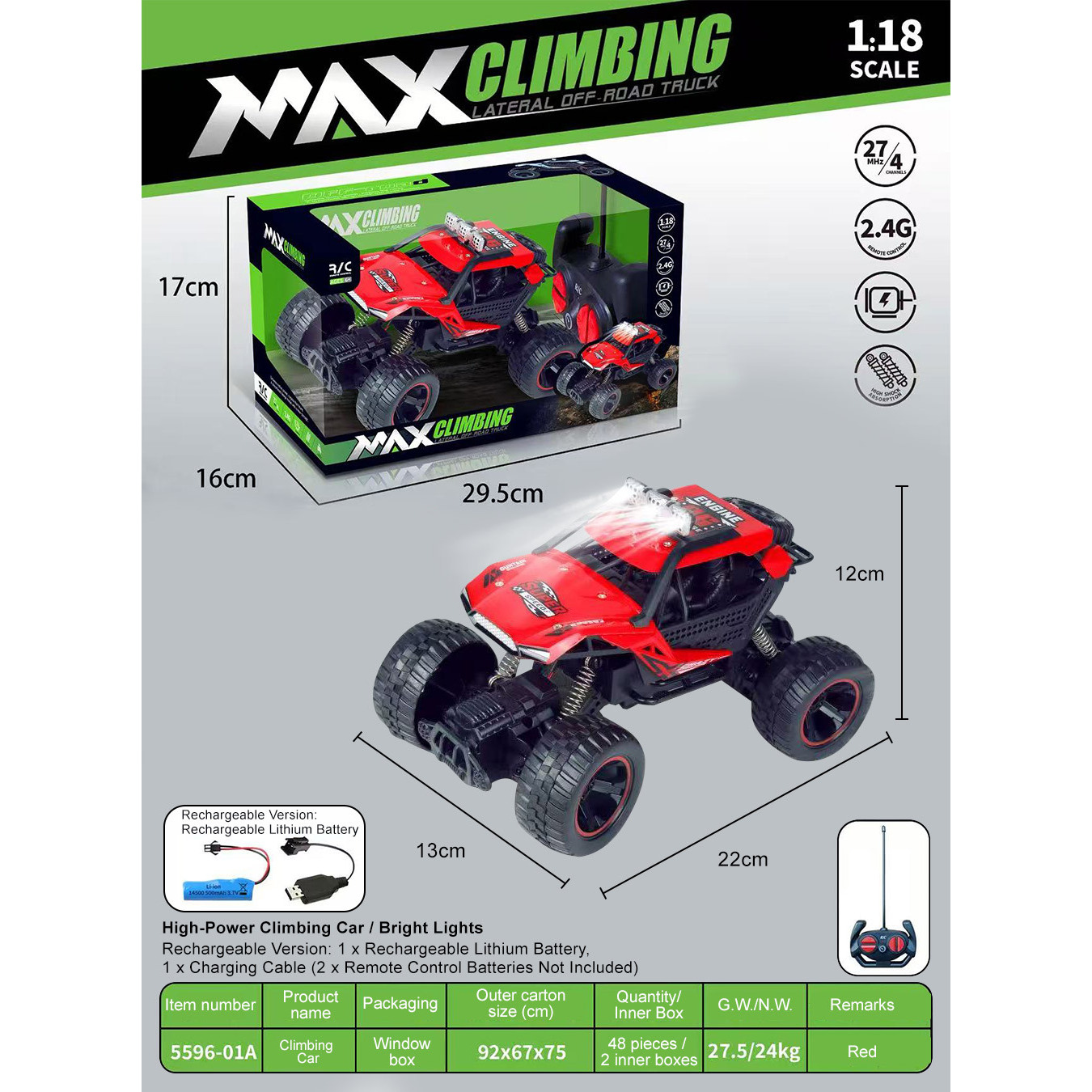 Potente Crawler - Rojo [Recargable] con Caja de Ventana