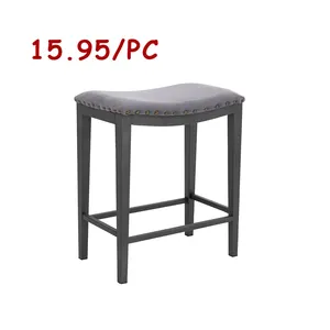 모조리 의자 24 인치-주방 섬 카운터 높이 모양 다리 회색 벨벳 손톱 머리 바 의자 펍 바 의자