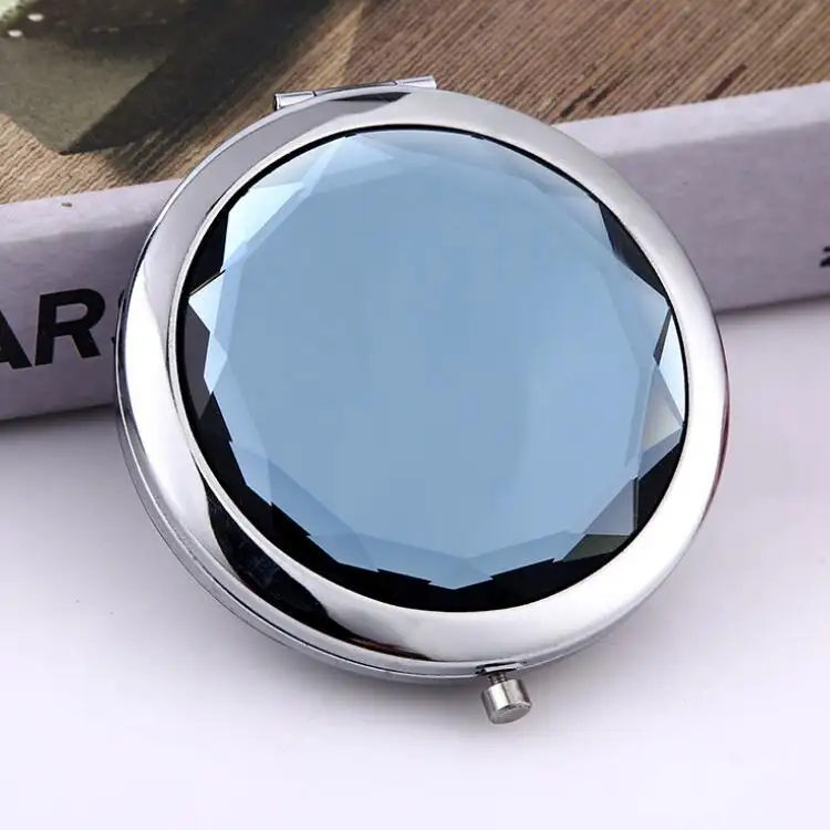 Metal crystal makeup folding double sided portable small Decorative Mirror